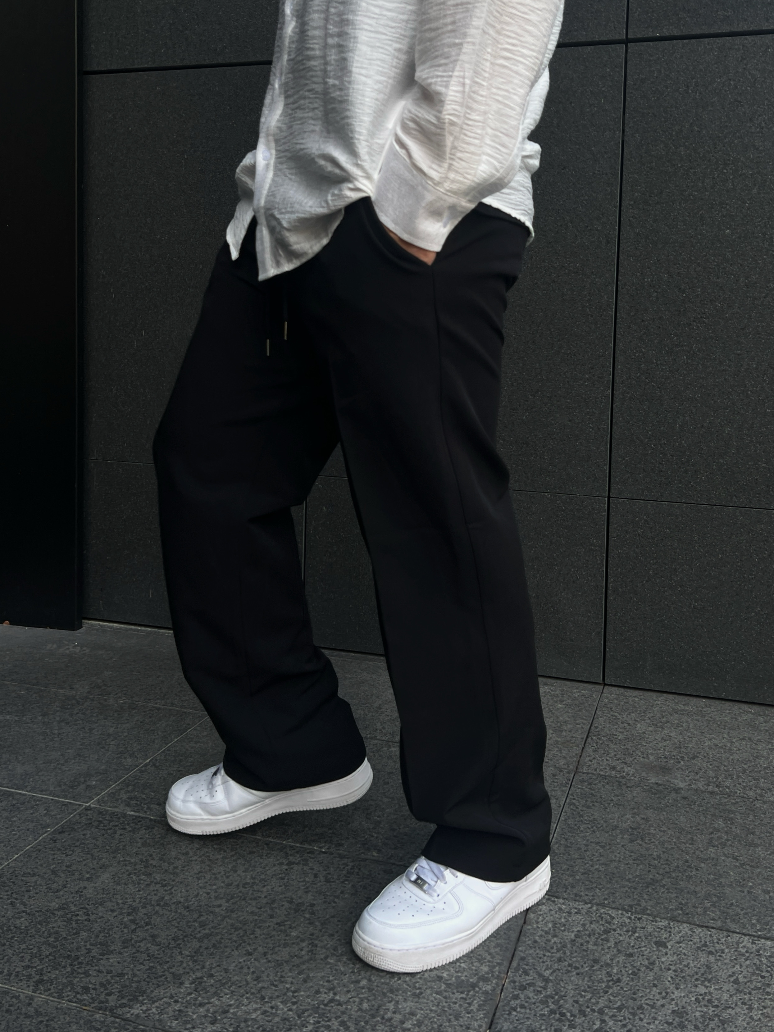 [1atm] 均質-抽繩西裝落地褲