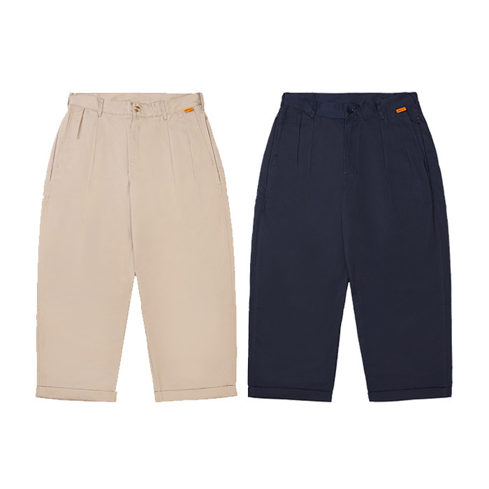 WIDE CHINO PANTS -  KHAKI & NAVY