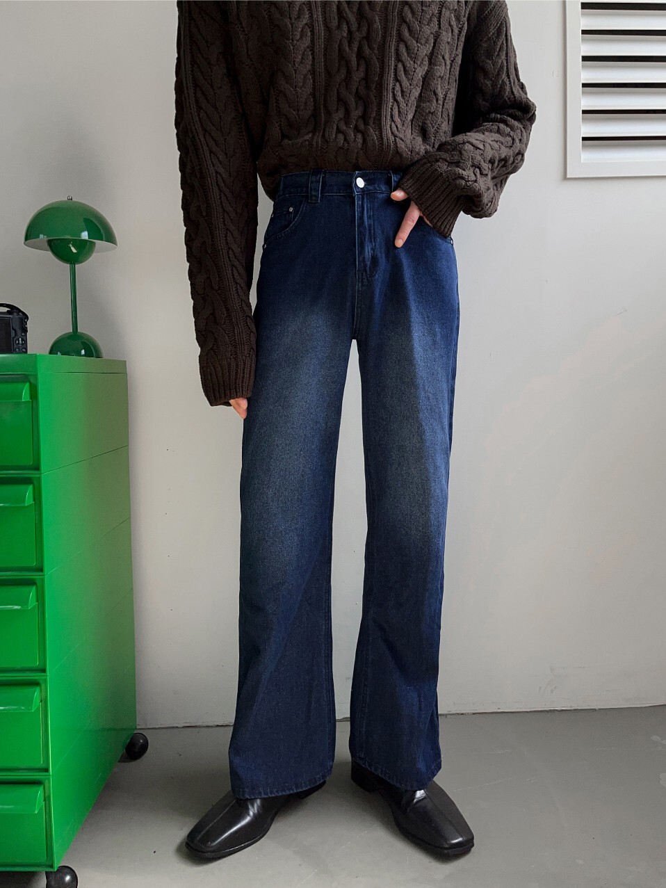 (韓國獨家特價)午夜喇叭水洗牛仔褲