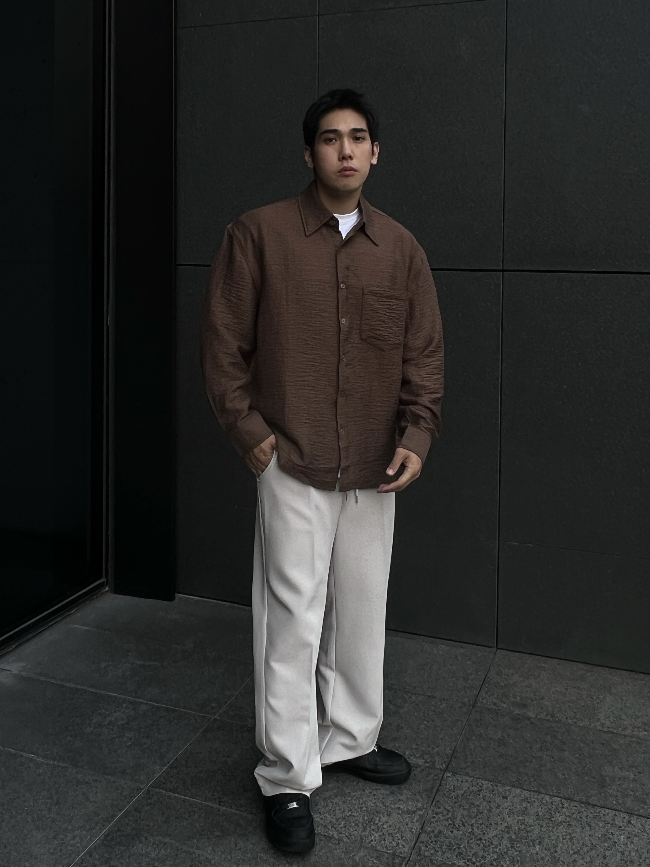 [1atm] 紗線-皺感襯衫