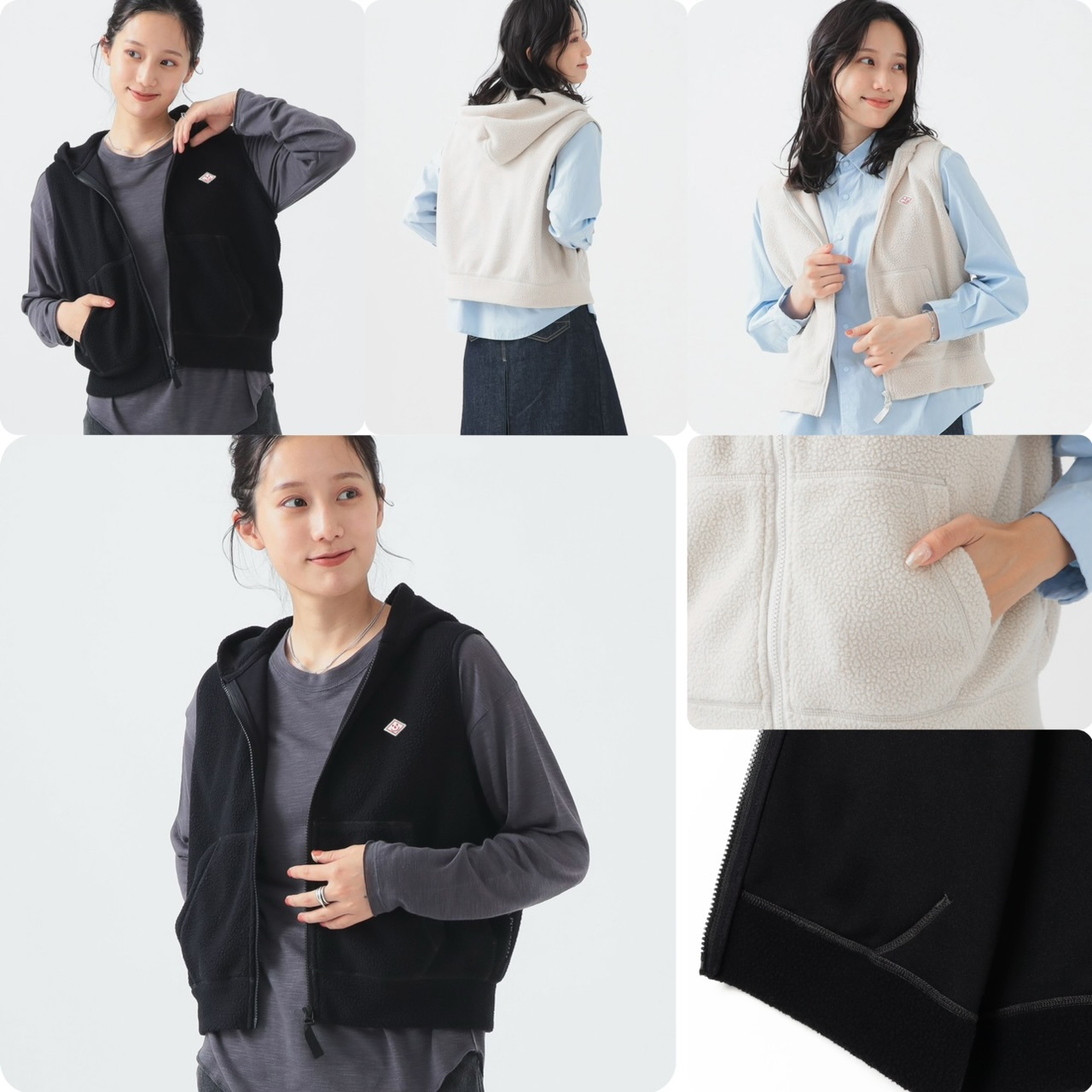 45R 仿羊毛連帽背心拉鏈外套 -2502498