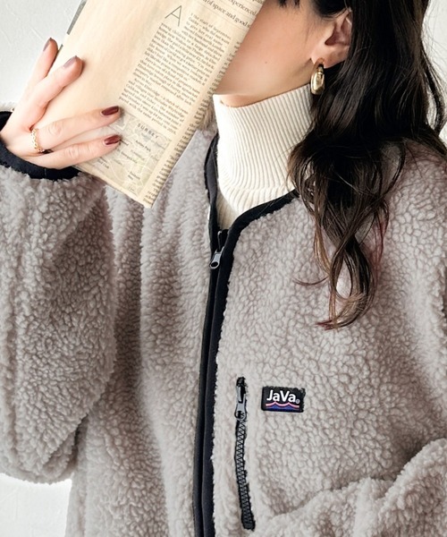 日本🇯🇵連線 JAVA 兩面可穿!! 雙面羊羔毛外套 無領 短版 外套 羊羔毛外套 刺繡 長袖 保暖外套 3色(任買兩件711免運)/預購