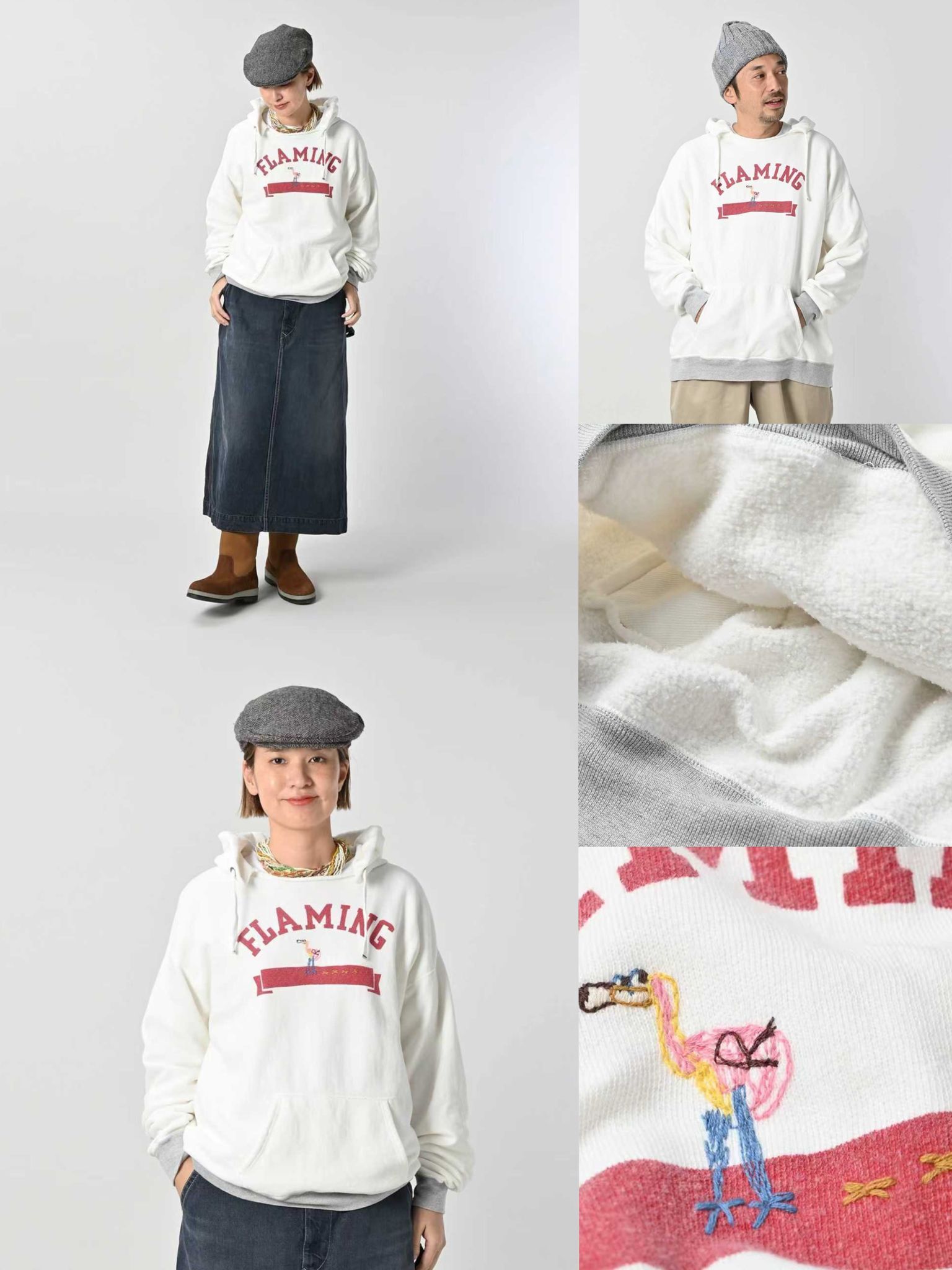 45R前刺繡紅鶴連帽絨底衛衣- 2502500