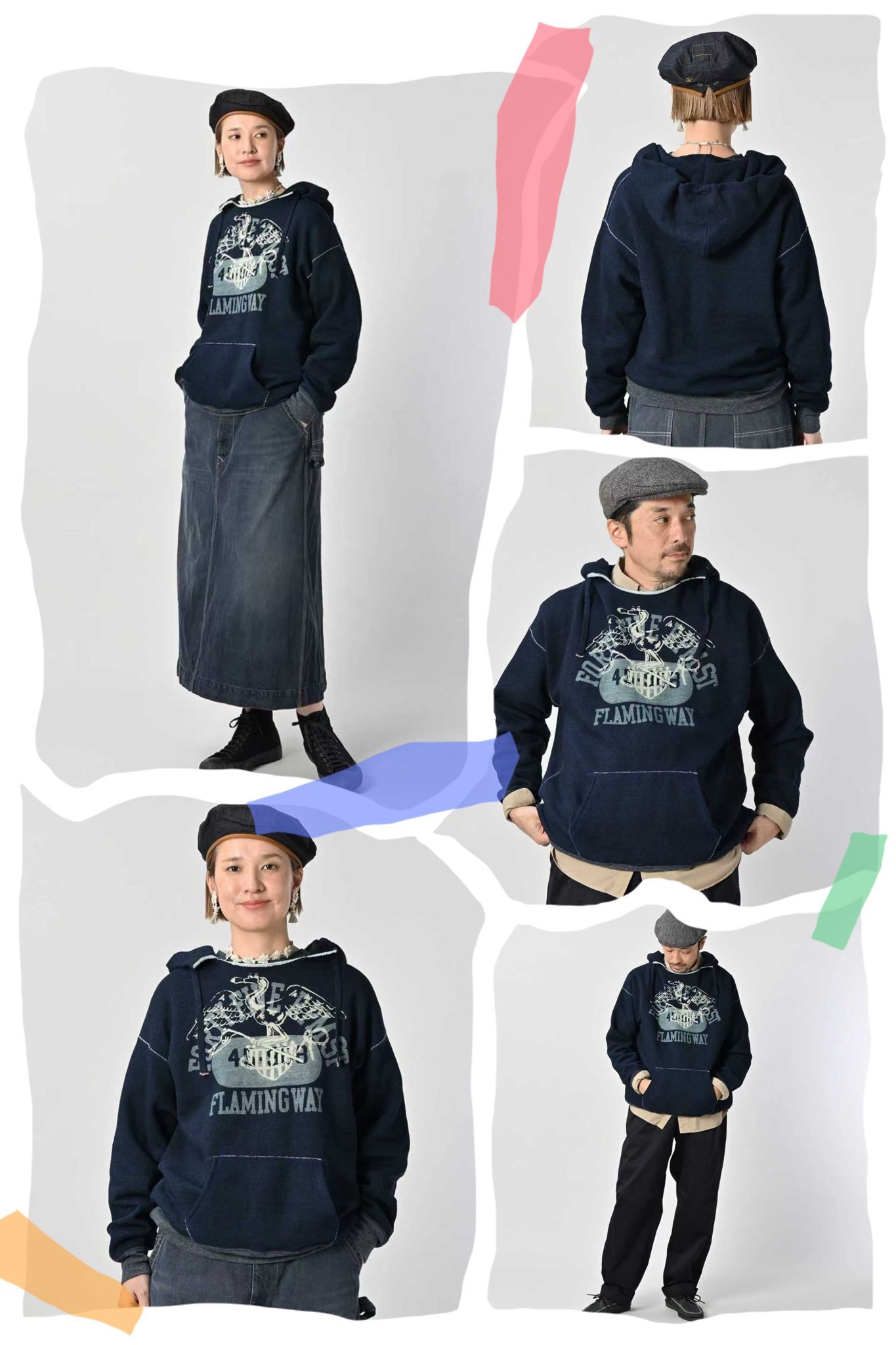 45R靛藍色前印字母及鳥仔白色毛絨底衛衣- 2502502