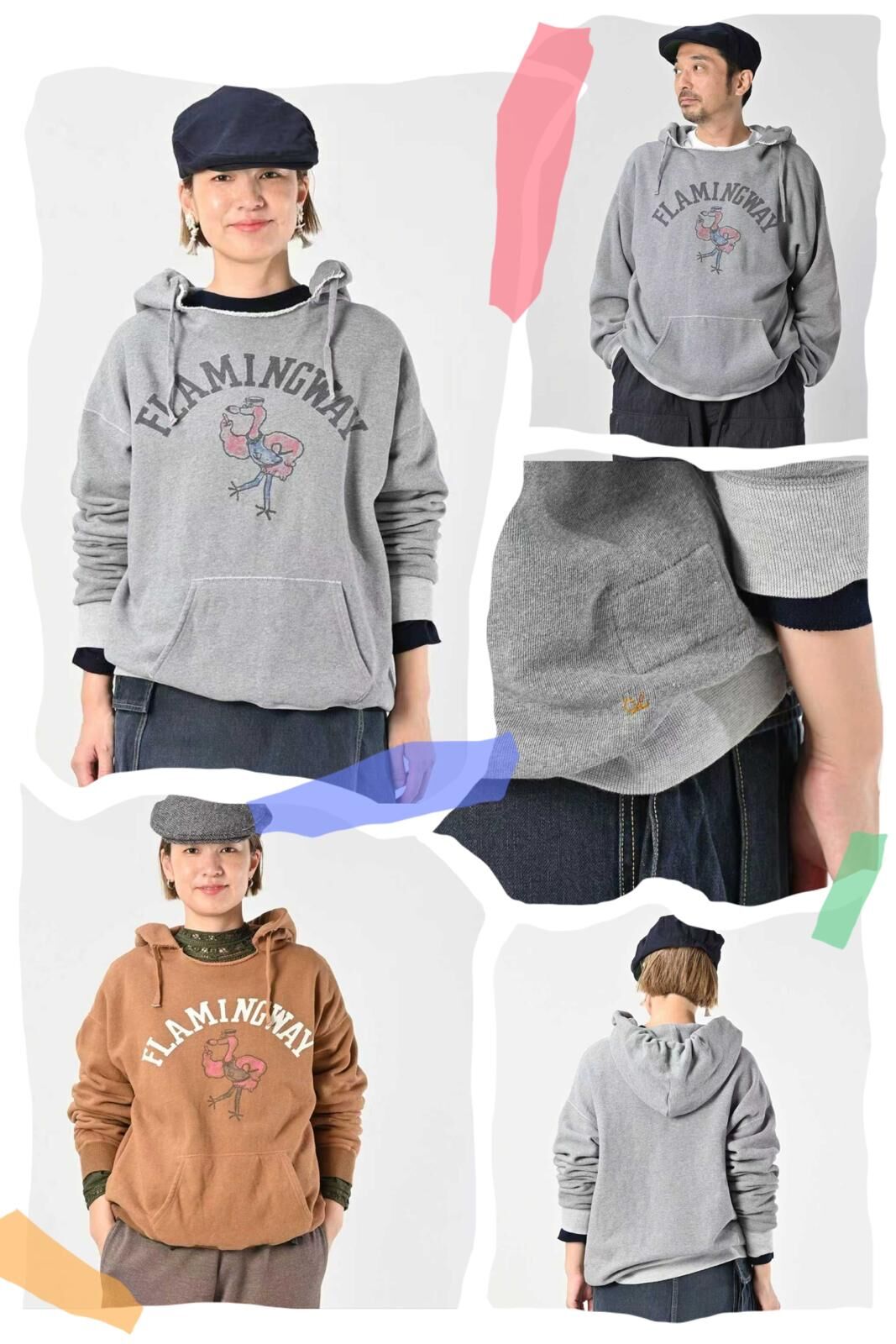 45R 前印大紅鶴連帽加絨衛衣- 2502503