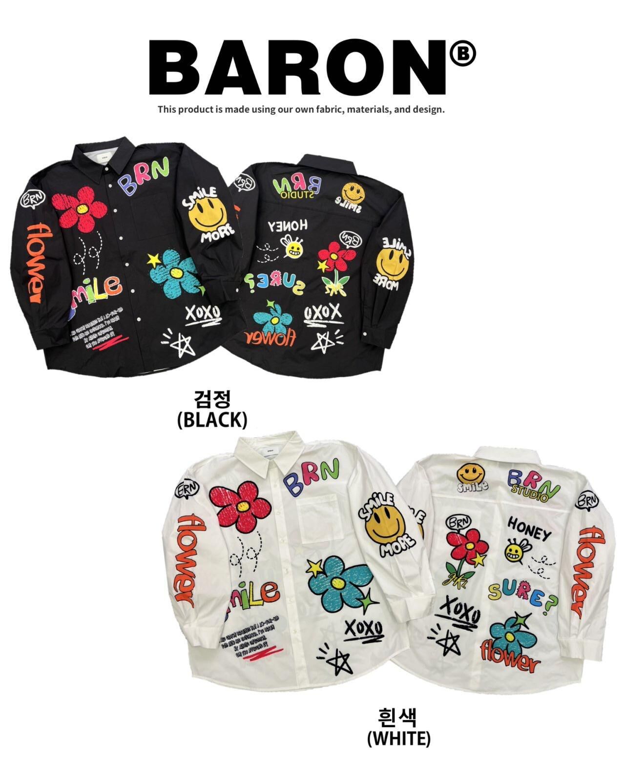 英文字圖案長袖恤衫 BARON-213S