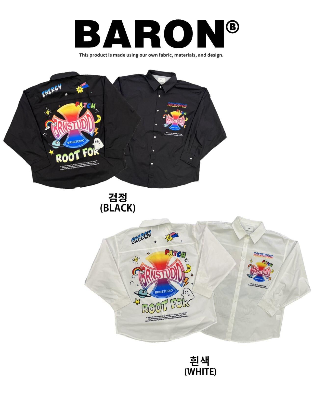 英文字圖案長袖恤衫 BARON-214S