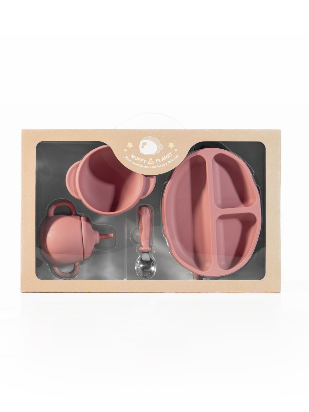 寶貝愛吃飯-鉑金矽膠餐具 圓圓滾滾五件組