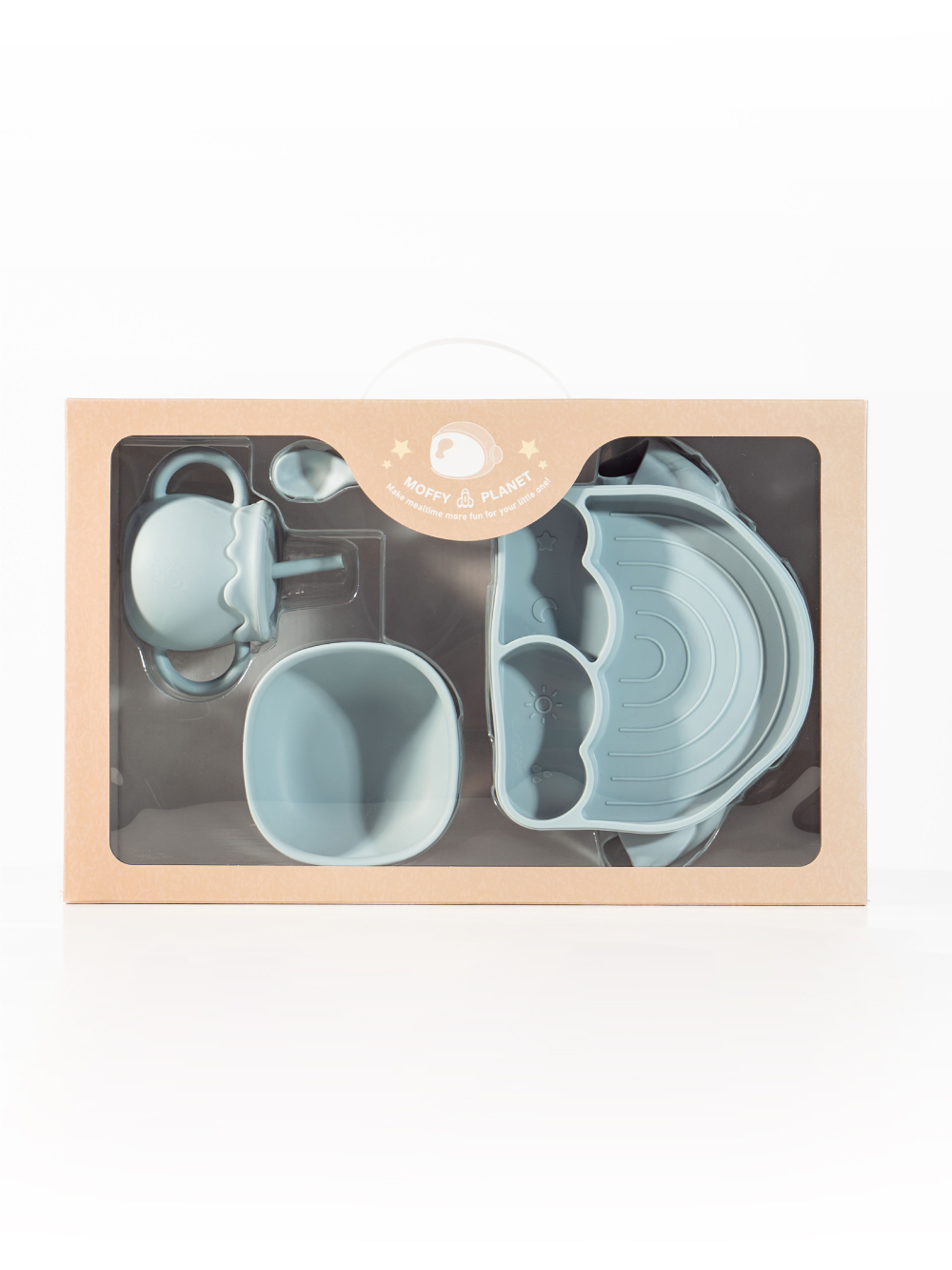 寶貝愛吃飯-鉑金矽膠餐具 雲朵飄飄六件組