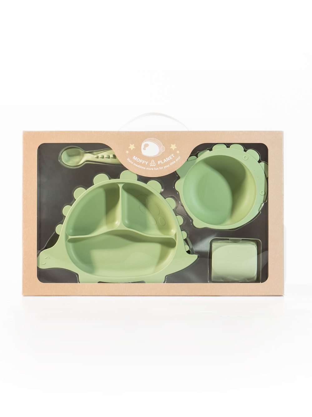 寶貝愛吃飯-鉑金矽膠餐具 恐龍吼吼六件組