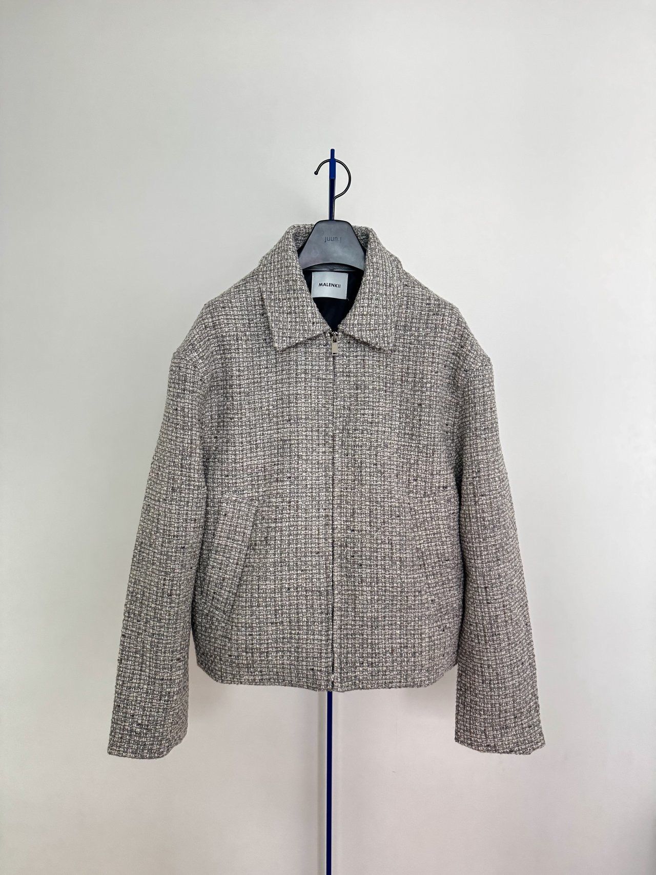 暗格紋反領拉鍊外套 MALENKII-183JK