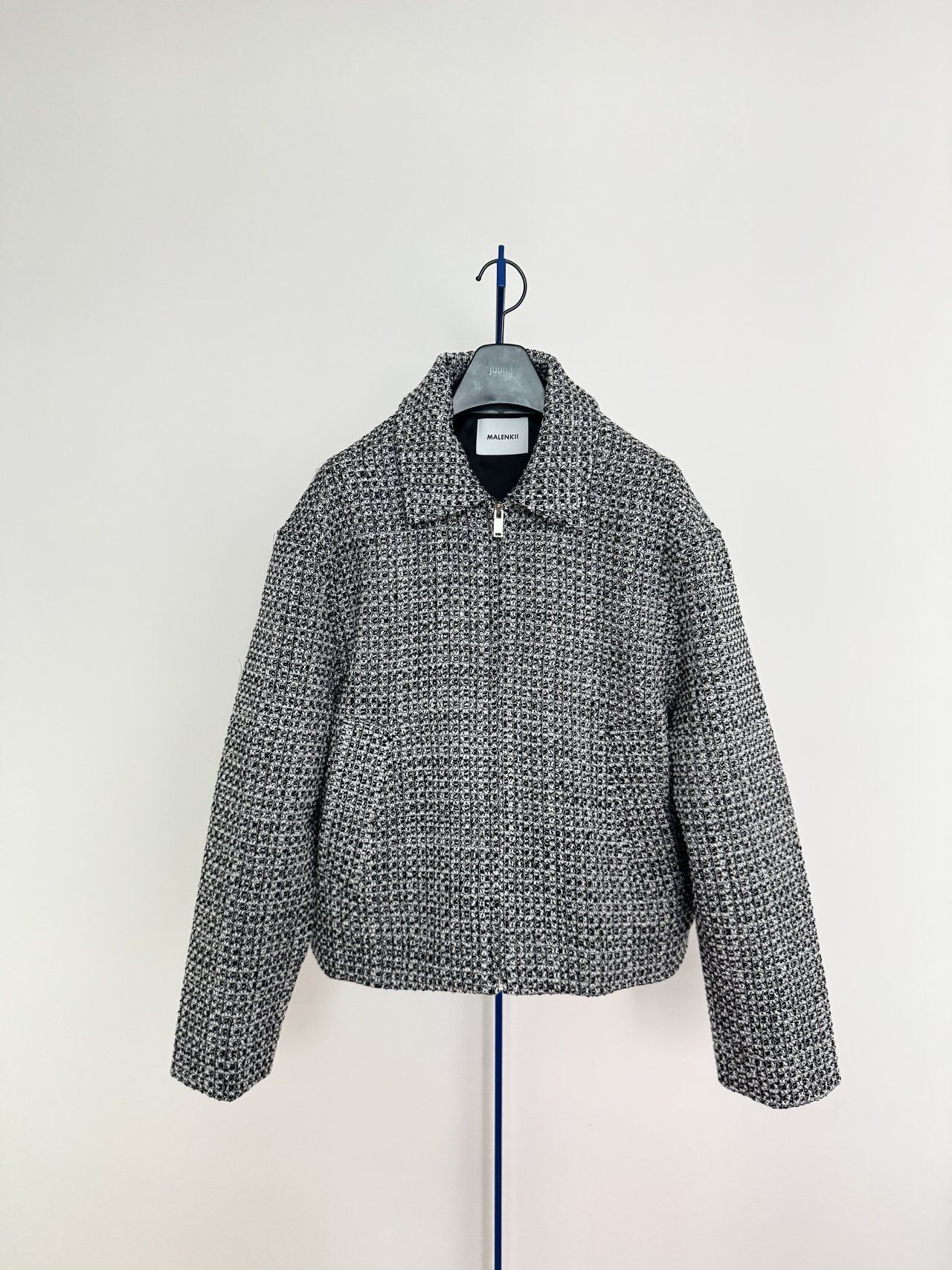 暗格紋反領拉鍊外套 MALENKII-183JK