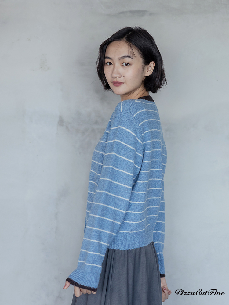 條紋拼色針織外套/上衣 PizzaCutFive PCF253415029