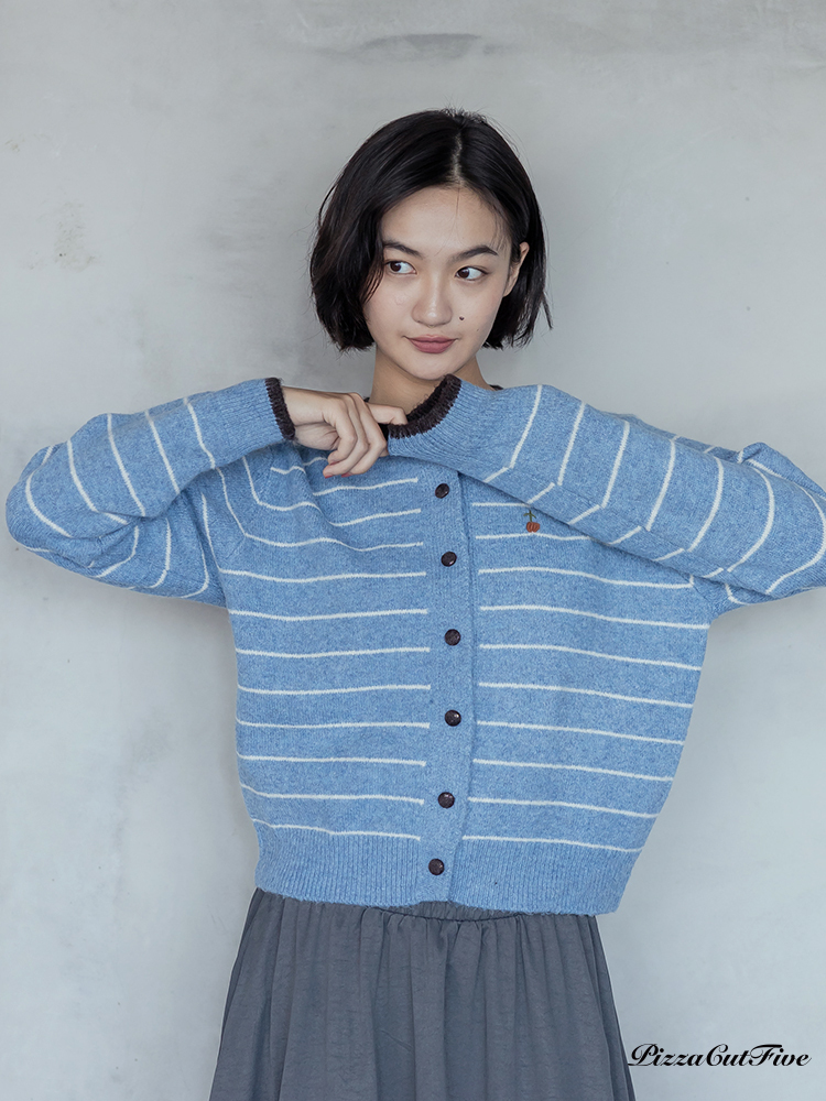 條紋拼色針織外套/上衣 PizzaCutFive PCF253415029