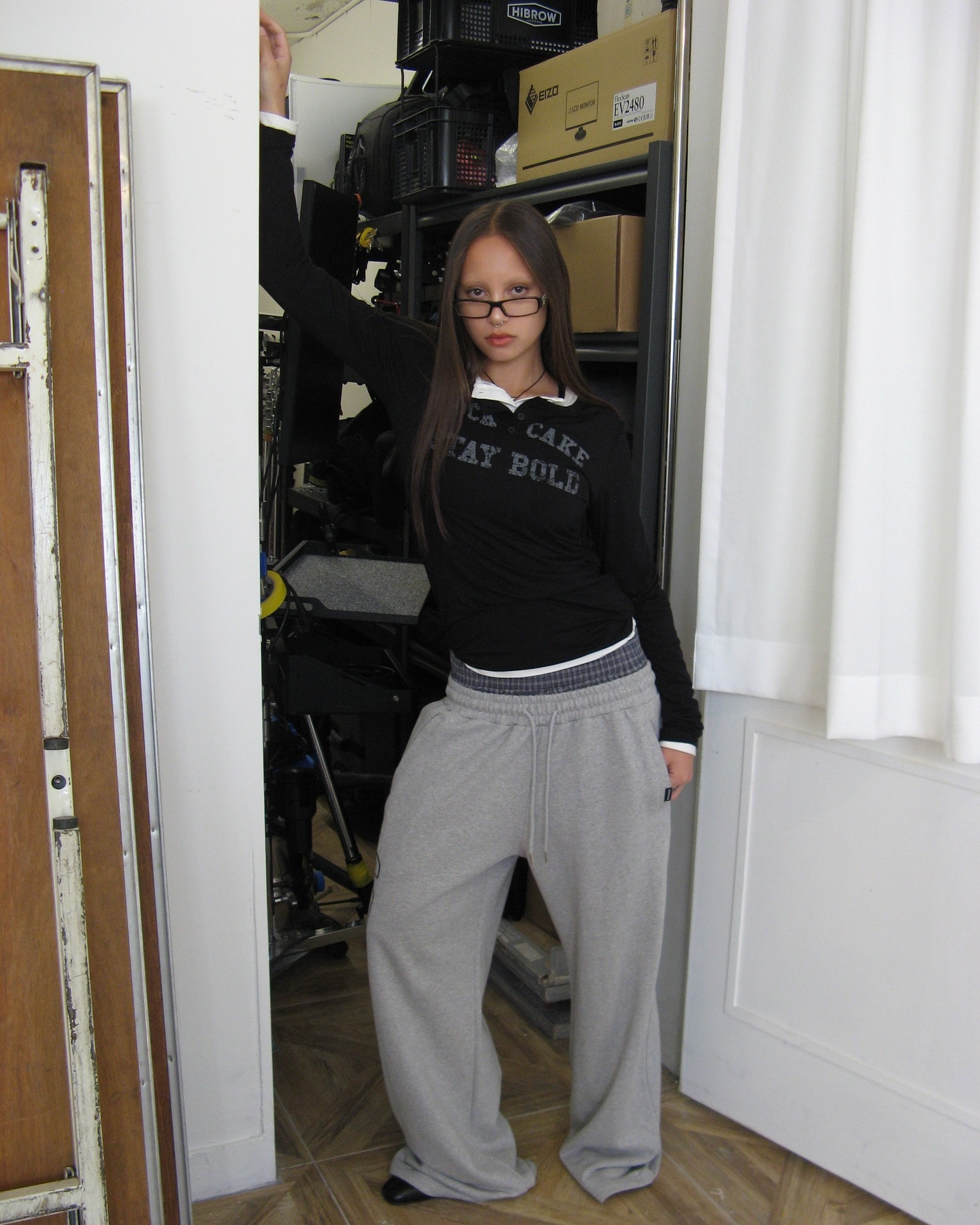 【代購】Rockcake 96Logo 格紋拼接 日常休閒長褲(2色)