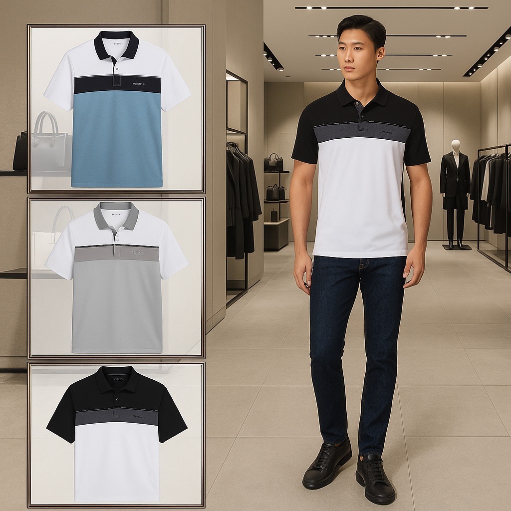 【預購】Calvin Klein H101702 拼色polo男裝短袖