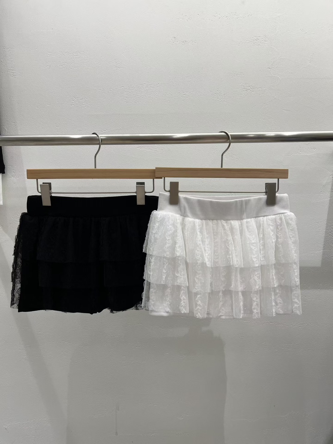 蕾絲蛋糕紗迷你褲裙