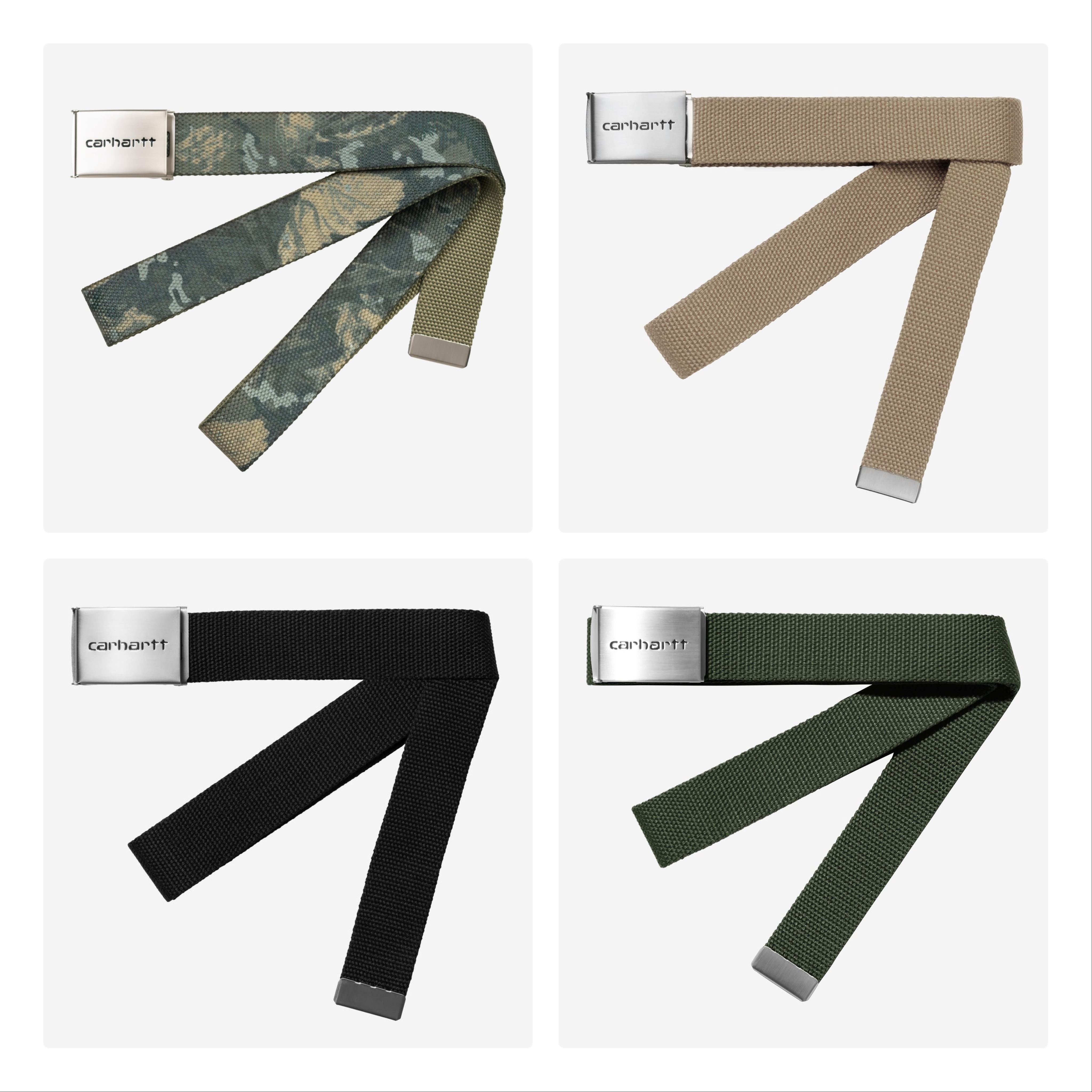 2025AW Carhartt WIP Clip Belt Chrome 皮帶 腰帶 鋼頭 熱門款 軍事風 7色 現貨 I019176