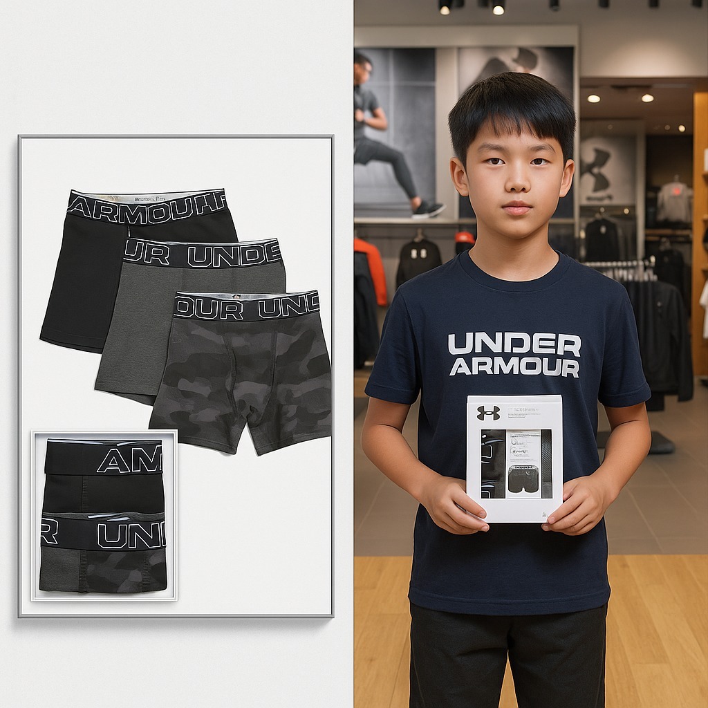 【預購】UNDER ARMOUR Performance H101706 3條裝童裝平腳內褲