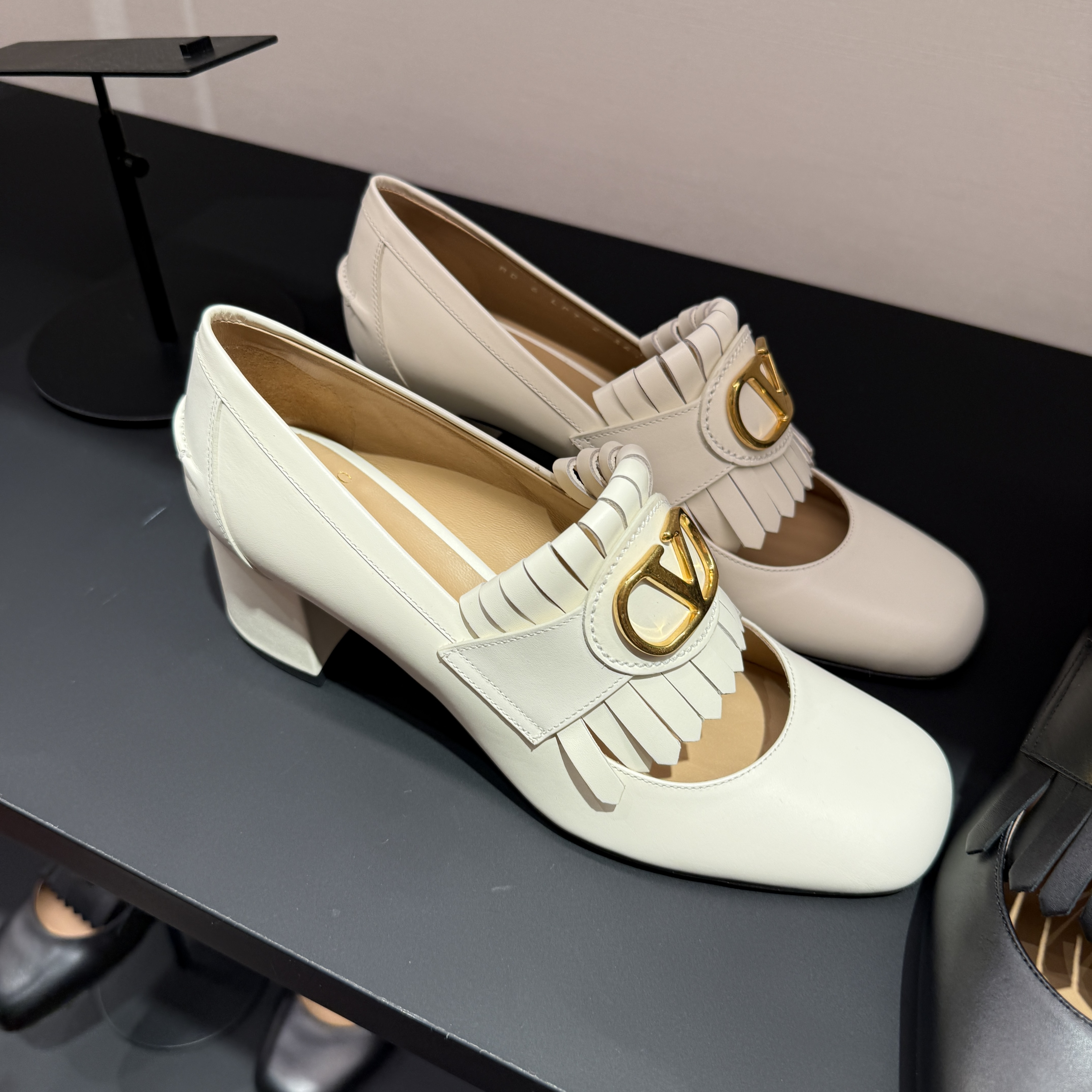 Valentino Vlogo Signature Fringed Calfskin Pumps 55mm 3 colors