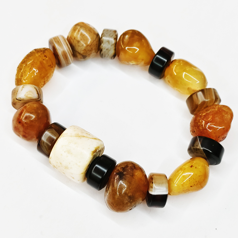 老硨磲&老礦玉髓手珠12*16mm【十方】152674