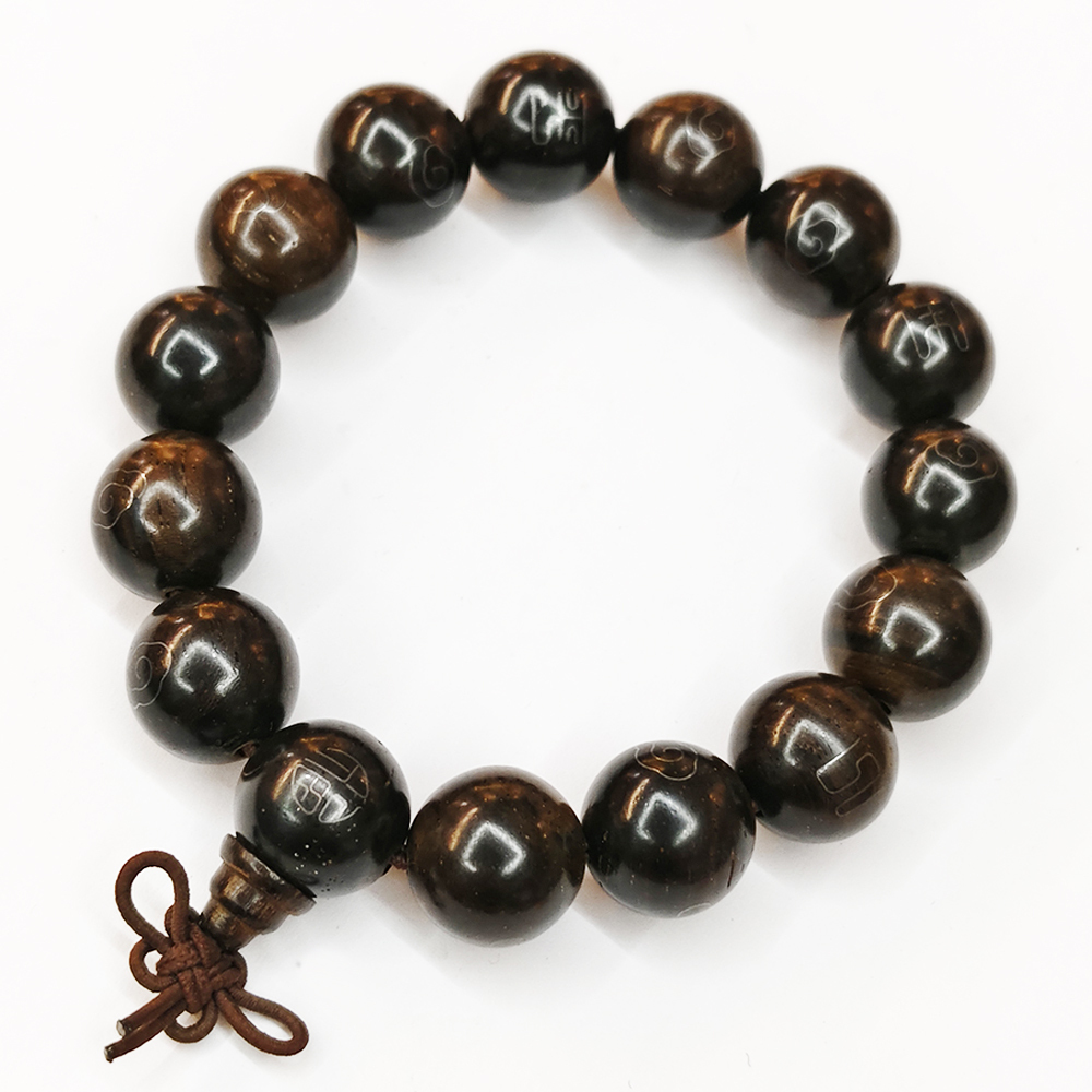 祥雲鑲銀絲黑檀手珠15mm【十方】135645