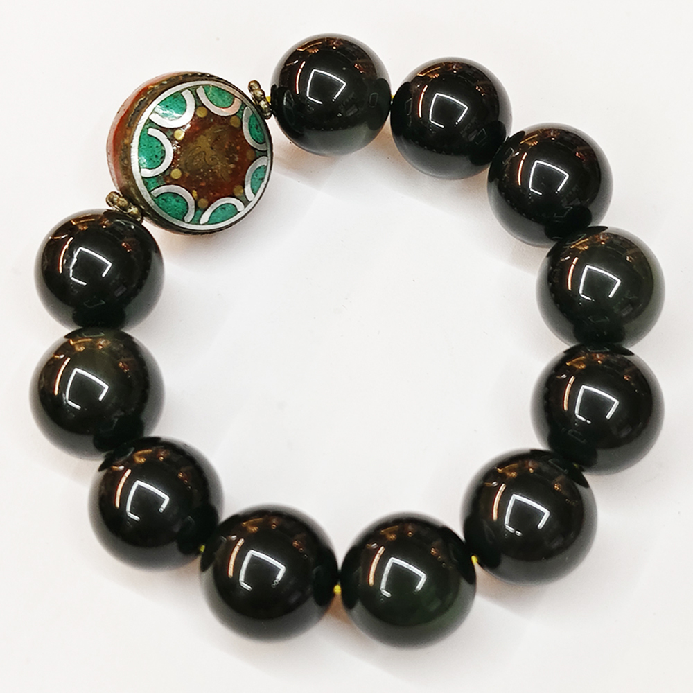 西藏手工珠&黑曜岩手珠18mm【十方】122179