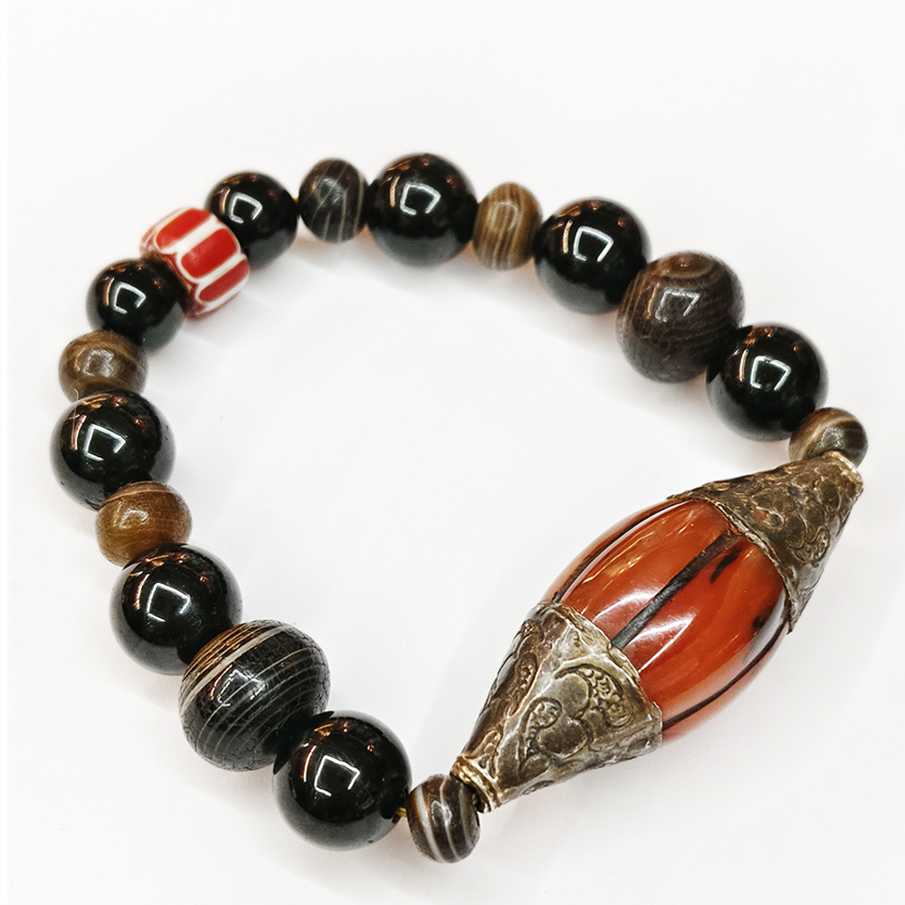 藥師珠{老玉髓}&黑碧璽手珠10mm【十方】148263