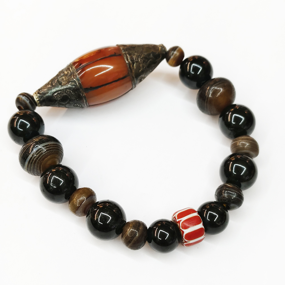 藥師珠{老玉髓}&黑碧璽手珠10mm【十方】148263