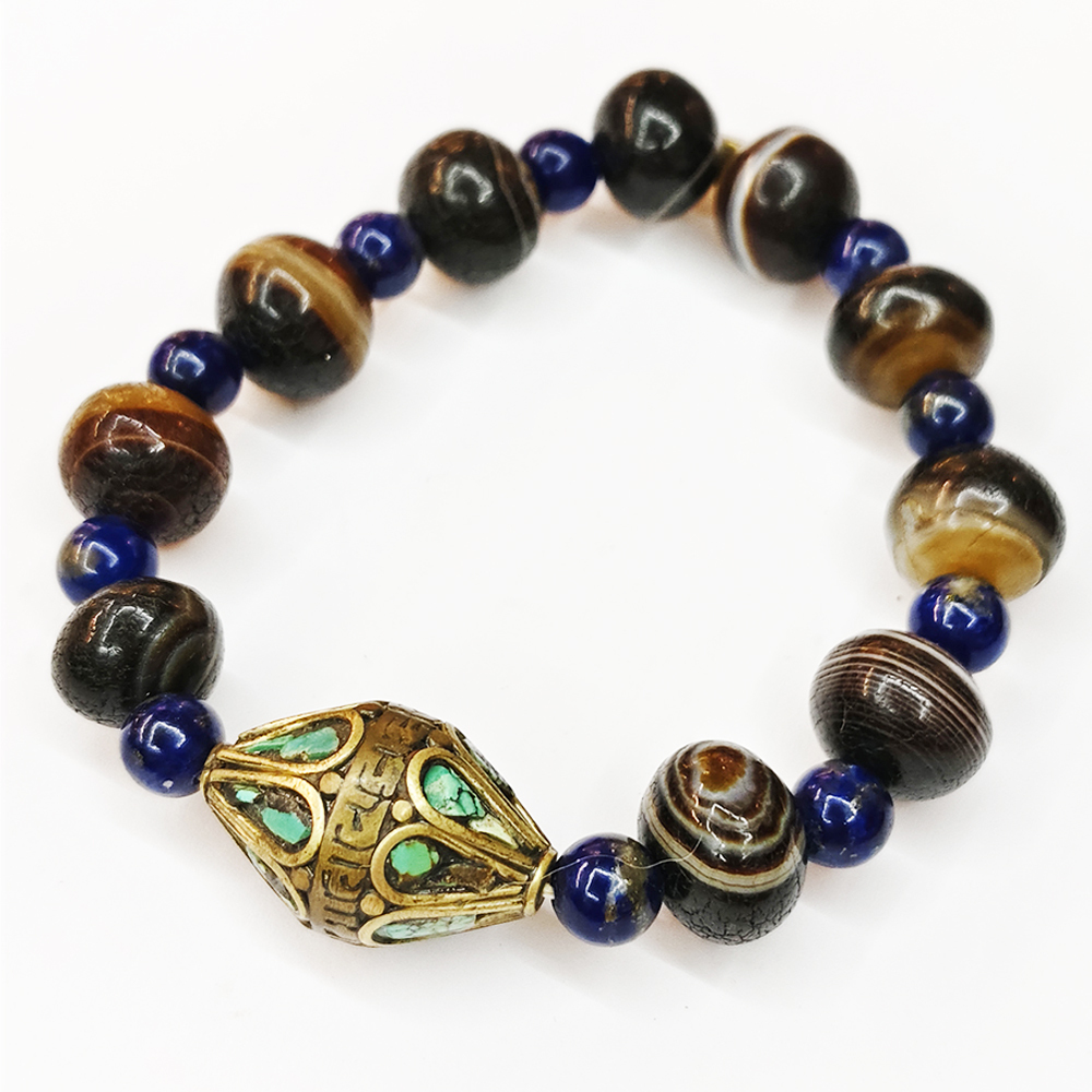 六字真言{藏式銅珠}藥師珠手珠15*12mm【十方】134816