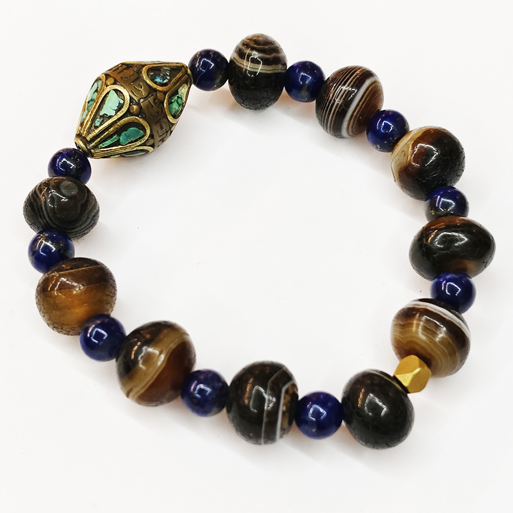 六字真言{藏式銅珠}藥師珠手珠15*12mm【十方】134816