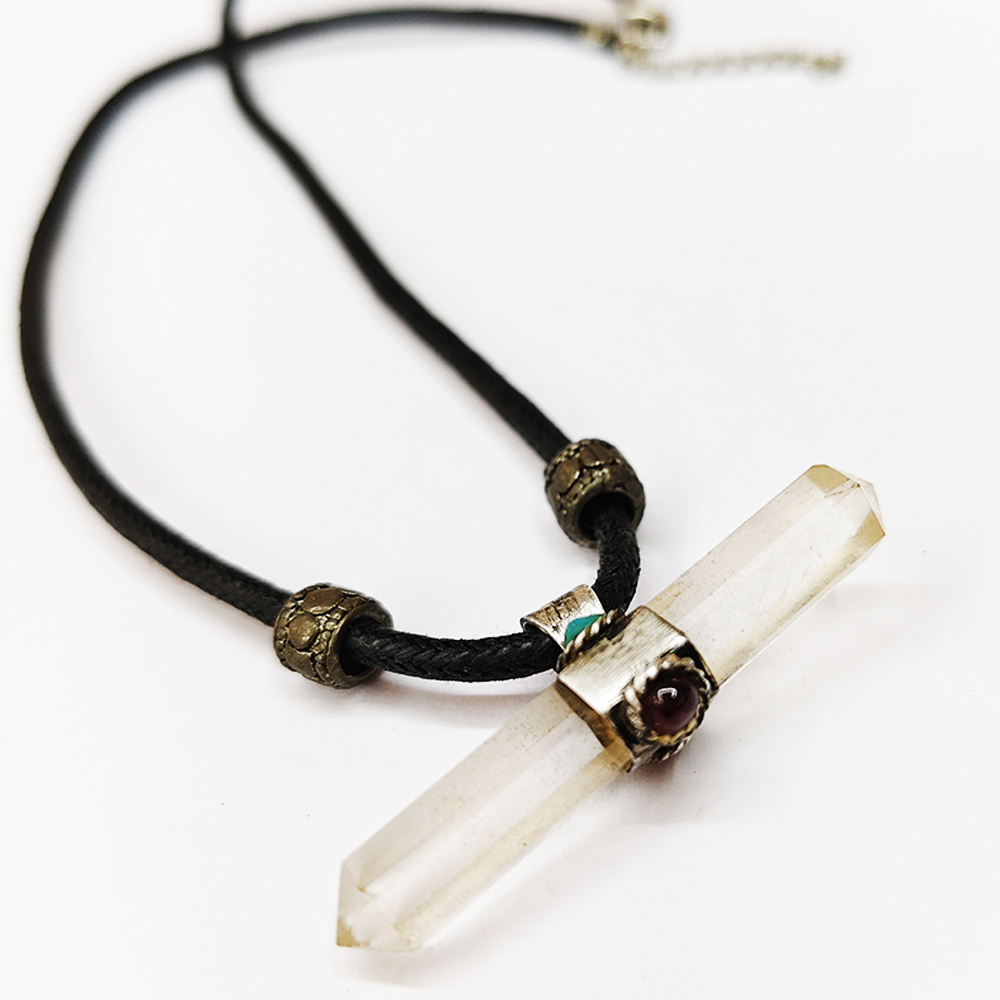 水晶柱{鑲純銀}項鍊【十方】127190