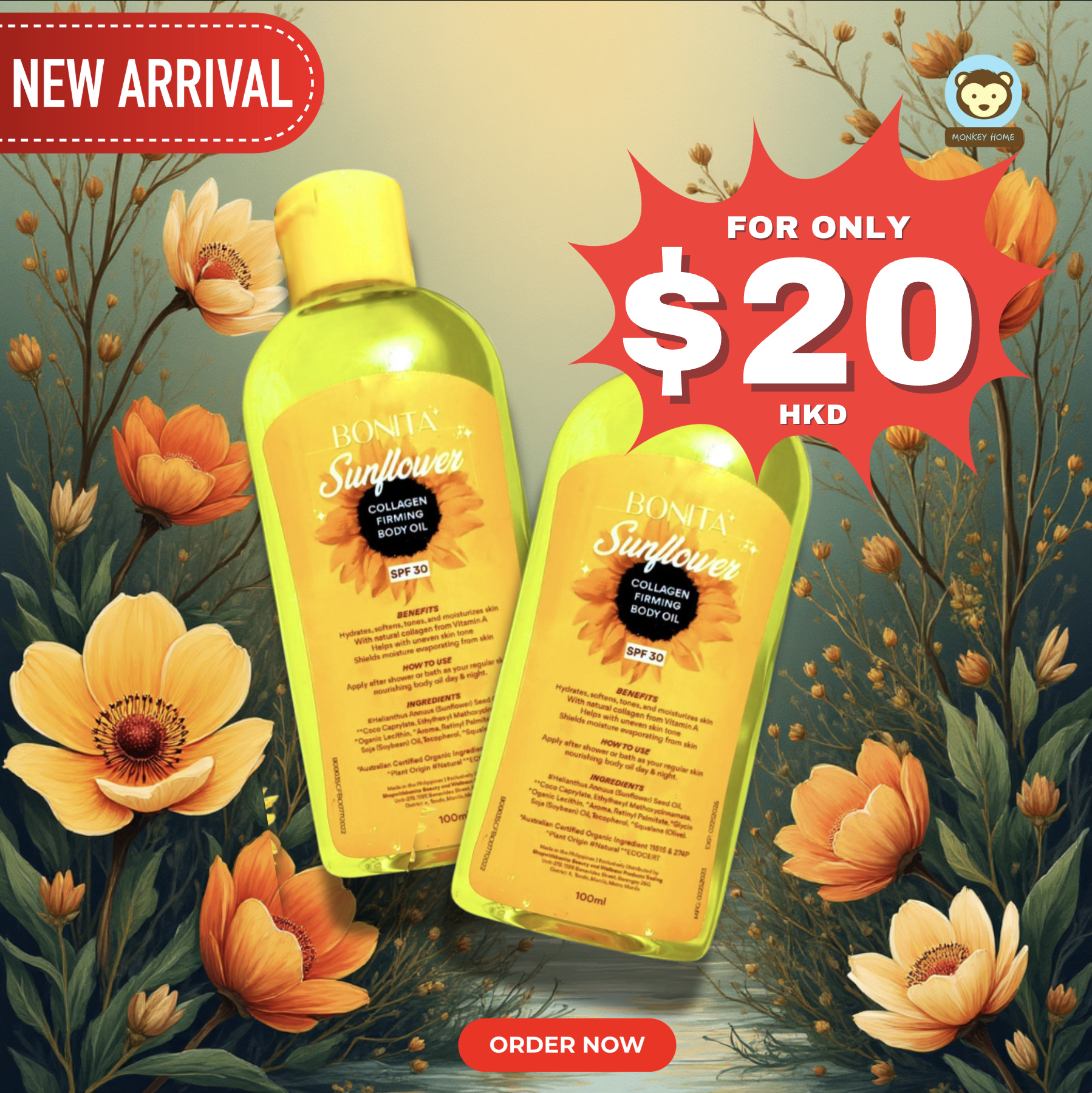 Bonita Sunflower Collagen Firming Body Oil