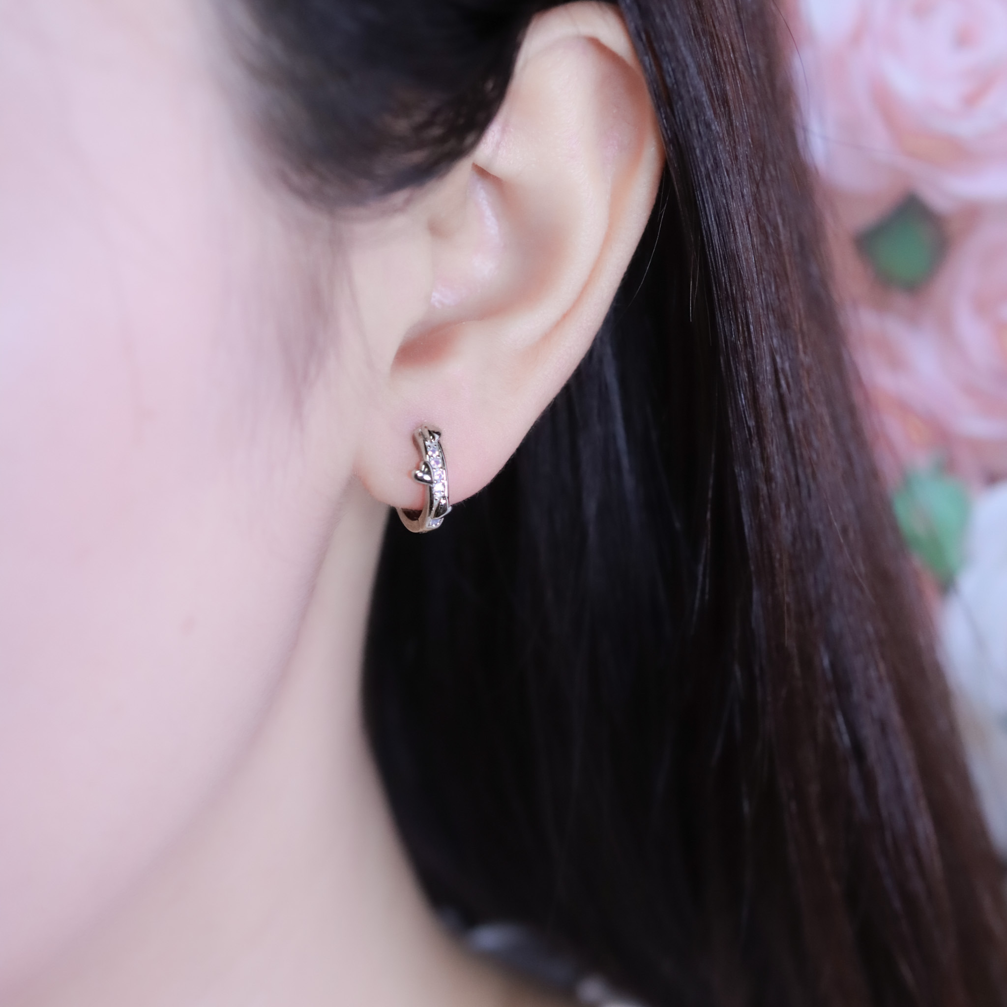 | 925純銀・厚鍍白金 | 愛意漫漫耳環 | EA1057 |