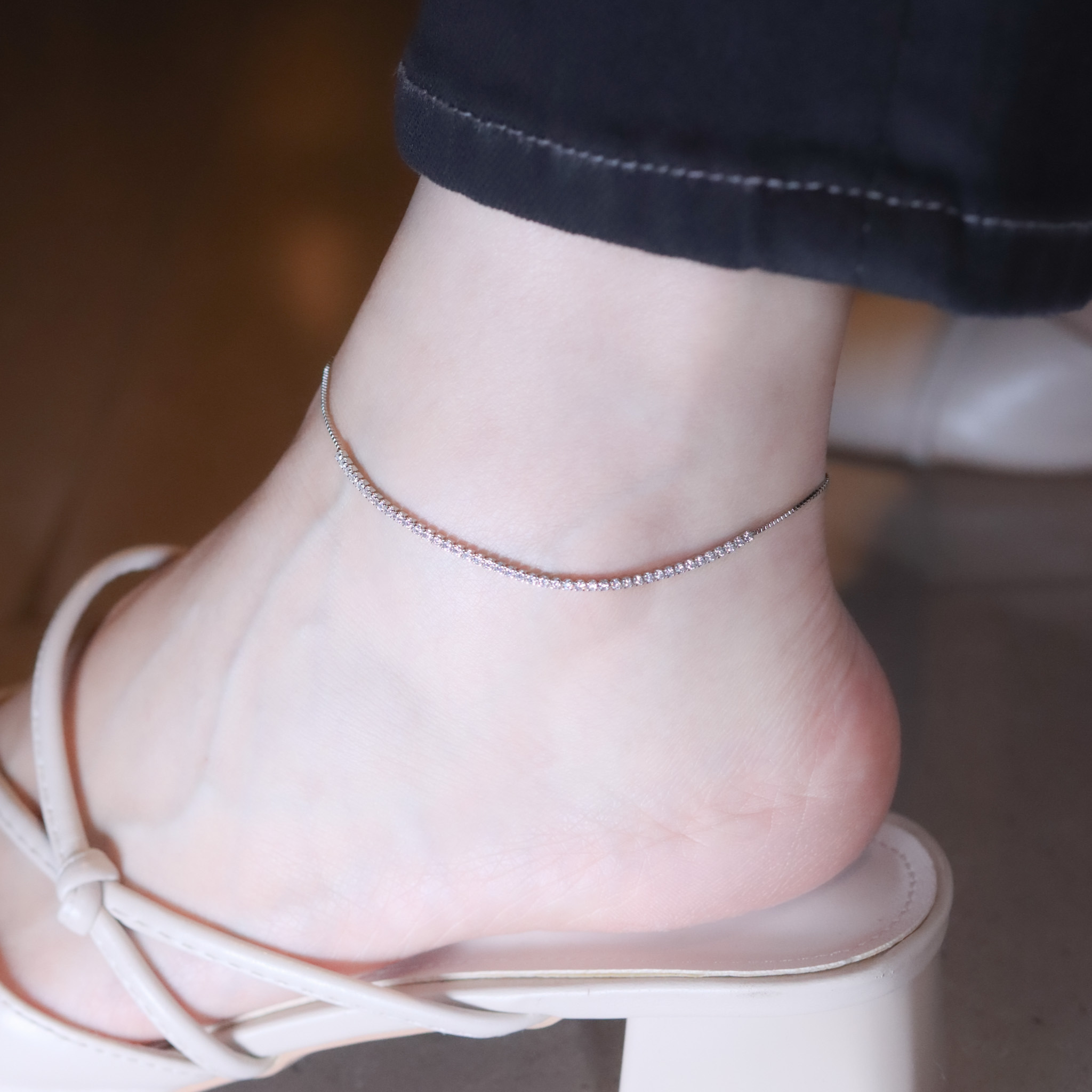 | 925純銀・白金 | 純白精靈腳鏈 | AN0135 |