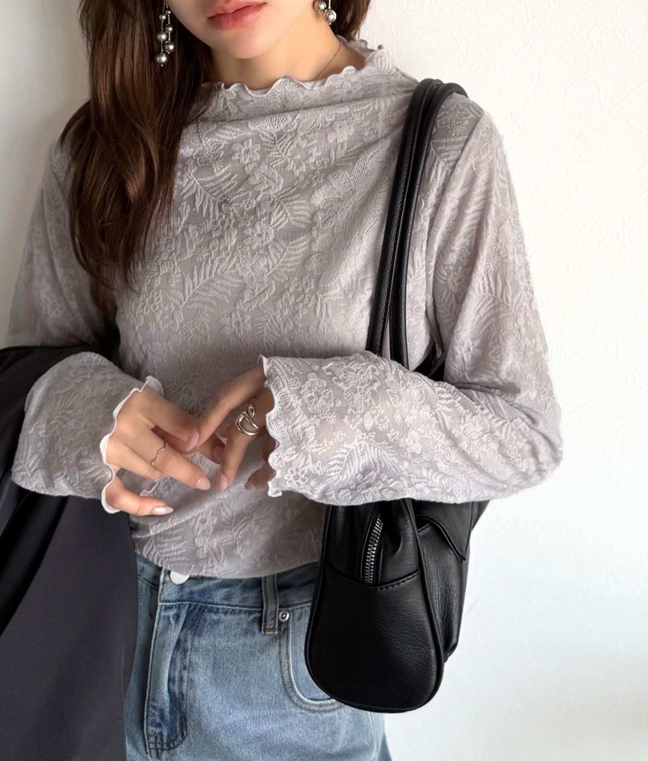 【預購】JN101802 Classical Elf 女裝高領蕾絲長袖上衣