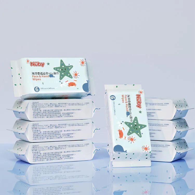 Nuby 海洋奇遇迷你加厚小濕巾 - 6抽/8包