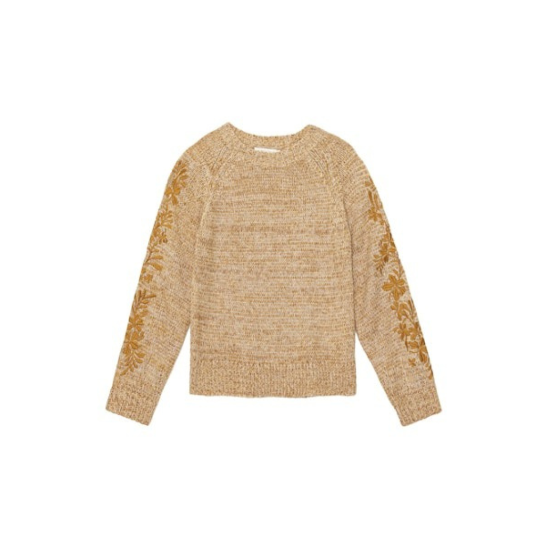 1LP1018-081 LA PETITE ETOILE Pull Sweater with Embroider Beige #MAELA-M112522J4B/13-BEIGE (C-EU-E)