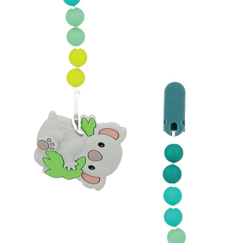 Nuby 可愛動物牙膠附有奶嘴鍊 - 草泥馬/樹熊