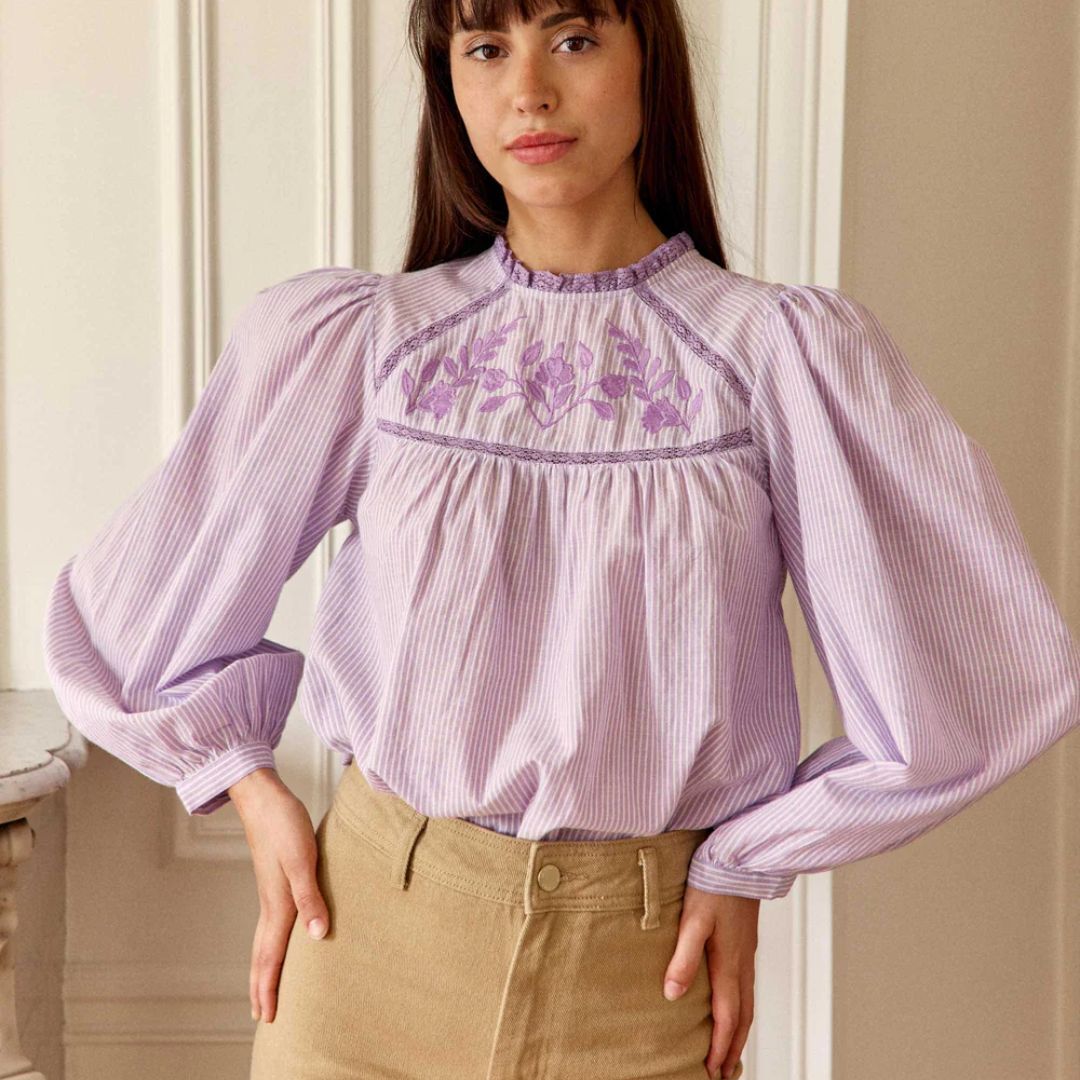 1LP1018-103 LA PETITE ETOILE Birtin Shirt Parma/Ecru #BIRTIN-B102521C0A/47-PARME/ECRU (C-EU-E)