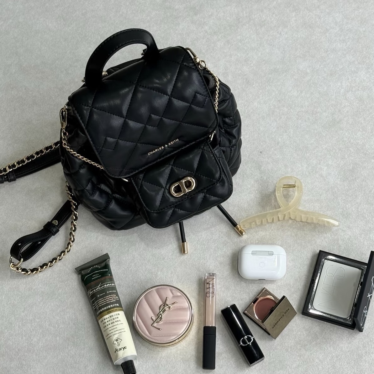 CLEVER& KETCH 小ck Aubrielle 鍊帶後背包 母子包 小香風 2色