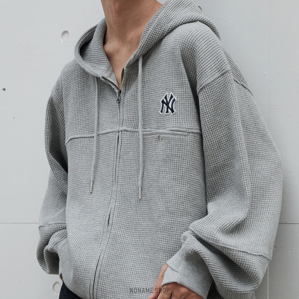 Perushu × MLB 聯名款 拉鍊 華夫格 連帽 外套 四色 (男/女同款)