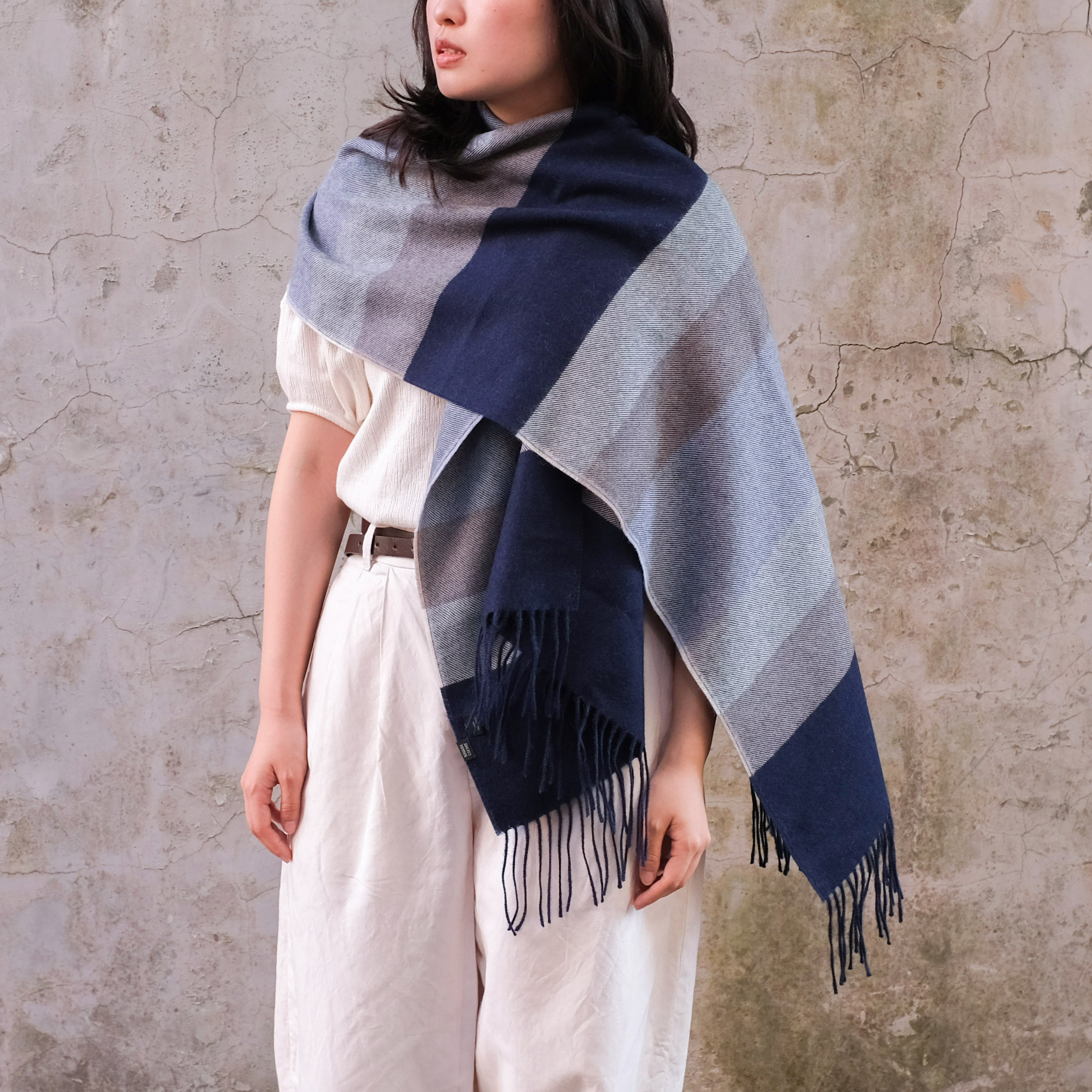 安地斯羊駝披肩｜霧藍｜秘魯