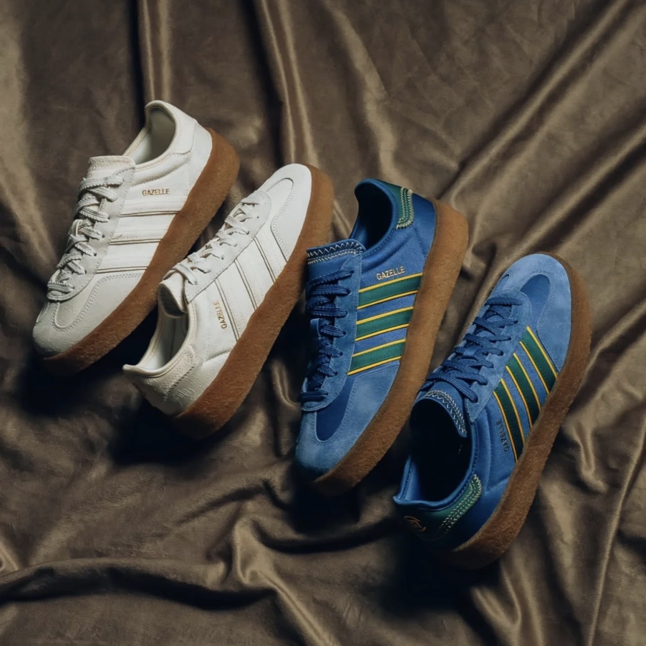 CLOT x ADIDAS ORIGINALS GAZELLE 絲綢 奶油白 JR5410/ 夜海藍 JR5408