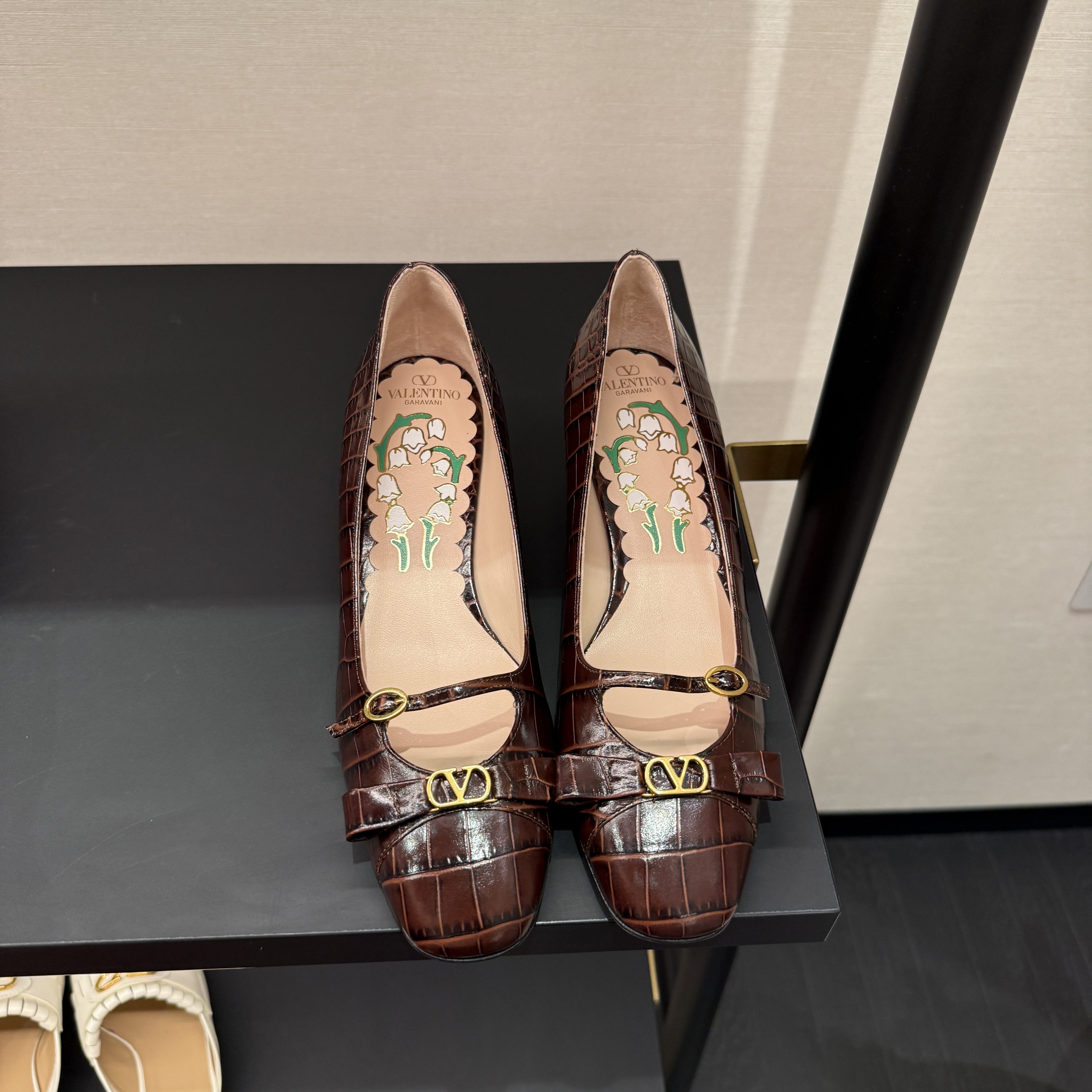 Valentino Bowow Pump In Printed Calfskin 45mm Brown
