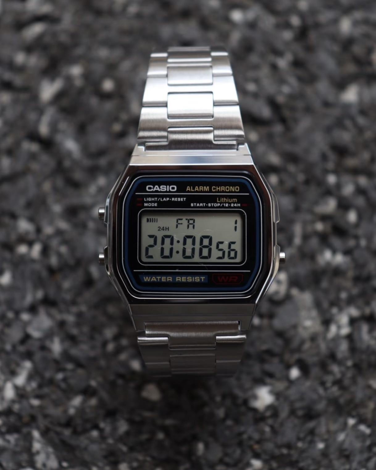 CASIO A158 多功能 數位 可調式錶帶 手錶 銀