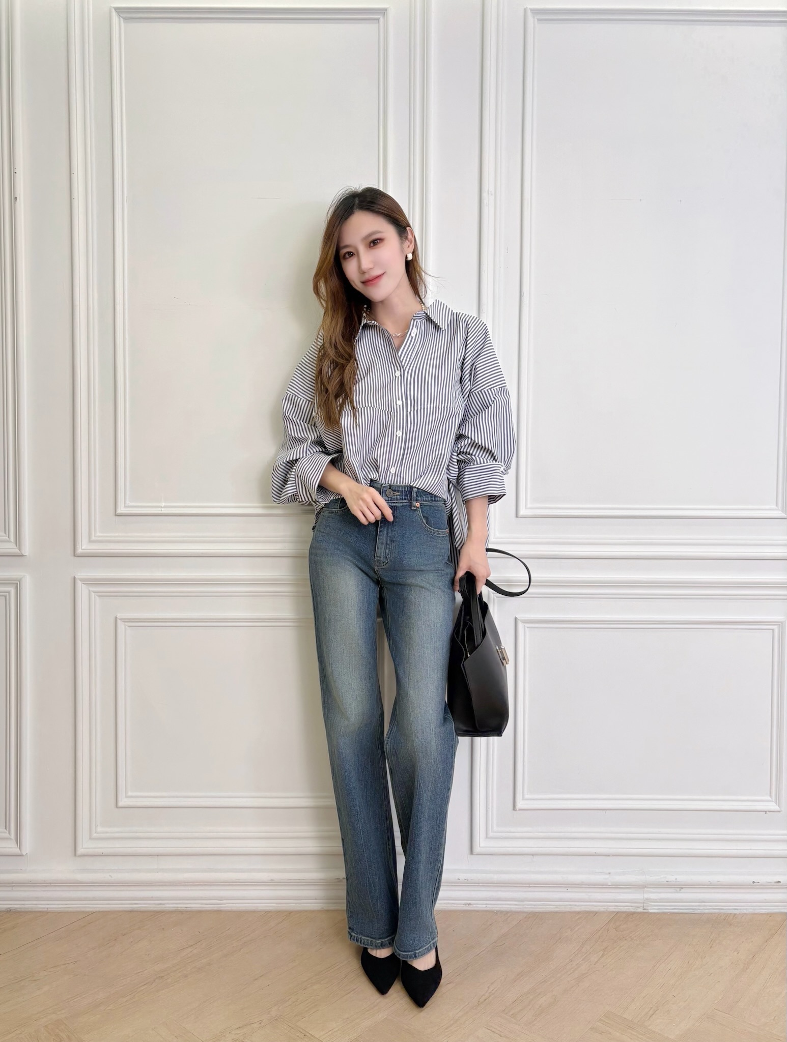 復古刷色紋理牛仔褲