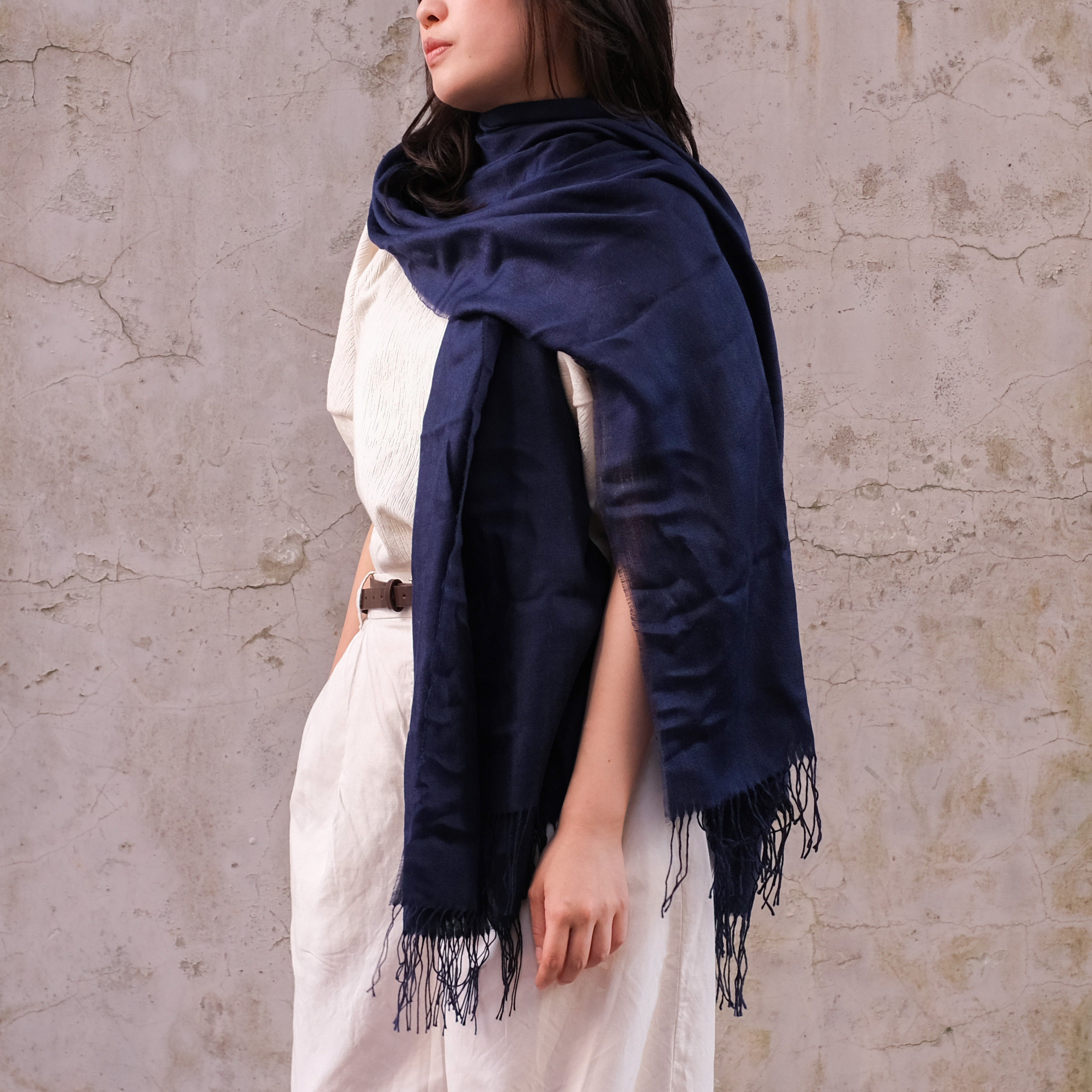 安地斯羊駝披肩｜深海藍｜秘魯