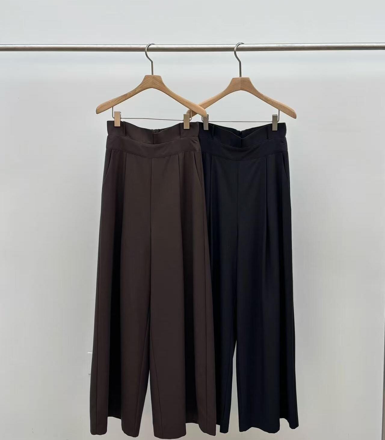 JU5107 高腰壓摺後橡筋西褲(S/M/L)