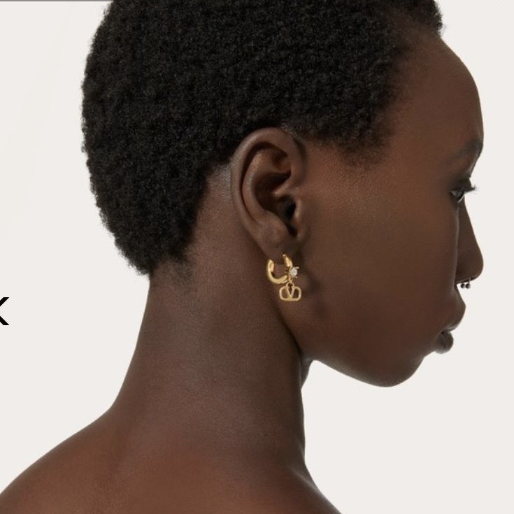 Valentino Mini Vlogo Signature Metal Earrigns with swarovski crystal Gold